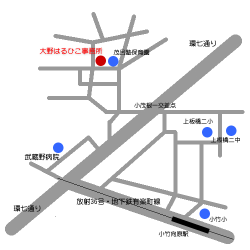 大野はるひこ事務所地図